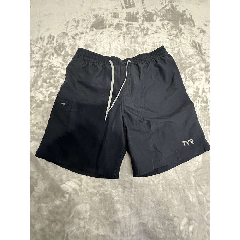 TYR  Men's‎ Lined Athletic Shorts Size Large Black Workout Gym Shorts Drawstring